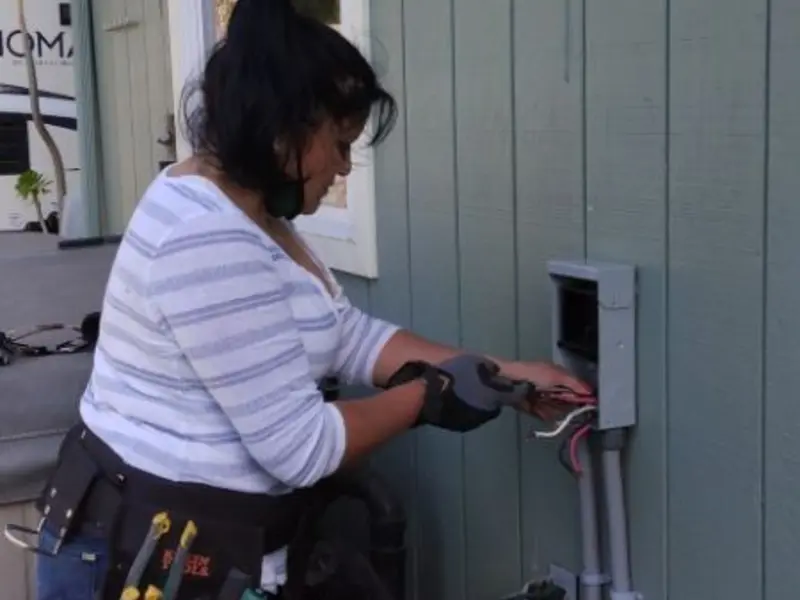 Licensed electrician wiring an exterior subpanel in Hermitage